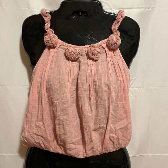 Body Central Y2K Fairycore Rosette Tank Top M Pink Boho Festival Cottagecore - Picture 2 of 8
